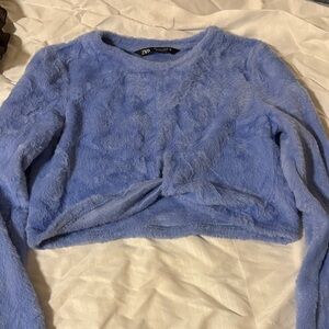 Zara Women's Soft Blue Crop Top
